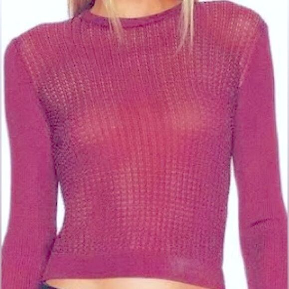 🛍️Free People H2O Crew pullover Top in Row garnet size: Medium 🎉Long sleeve ✨ - Picture 1 of 12